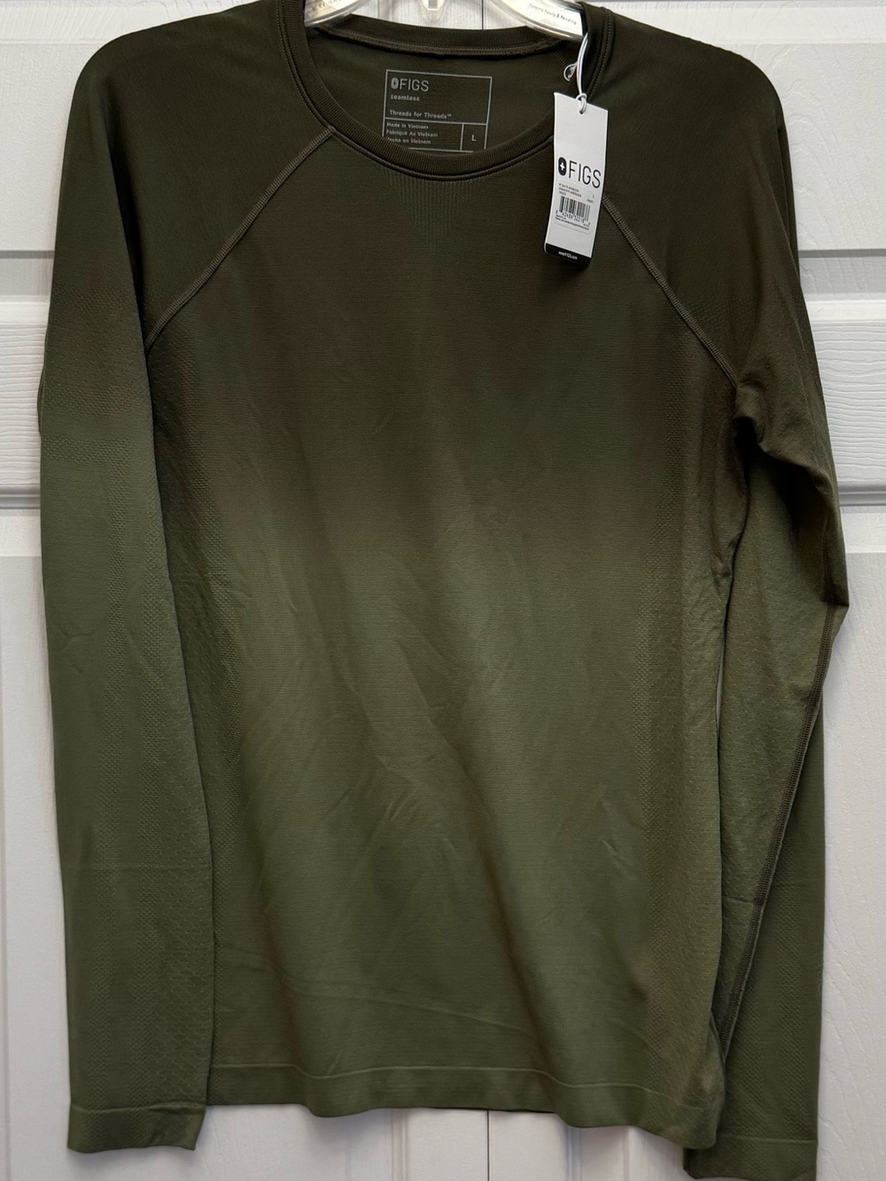 FIGS Womens Long Sleeve Under Scrub Shirt - Olive Green Large NWT